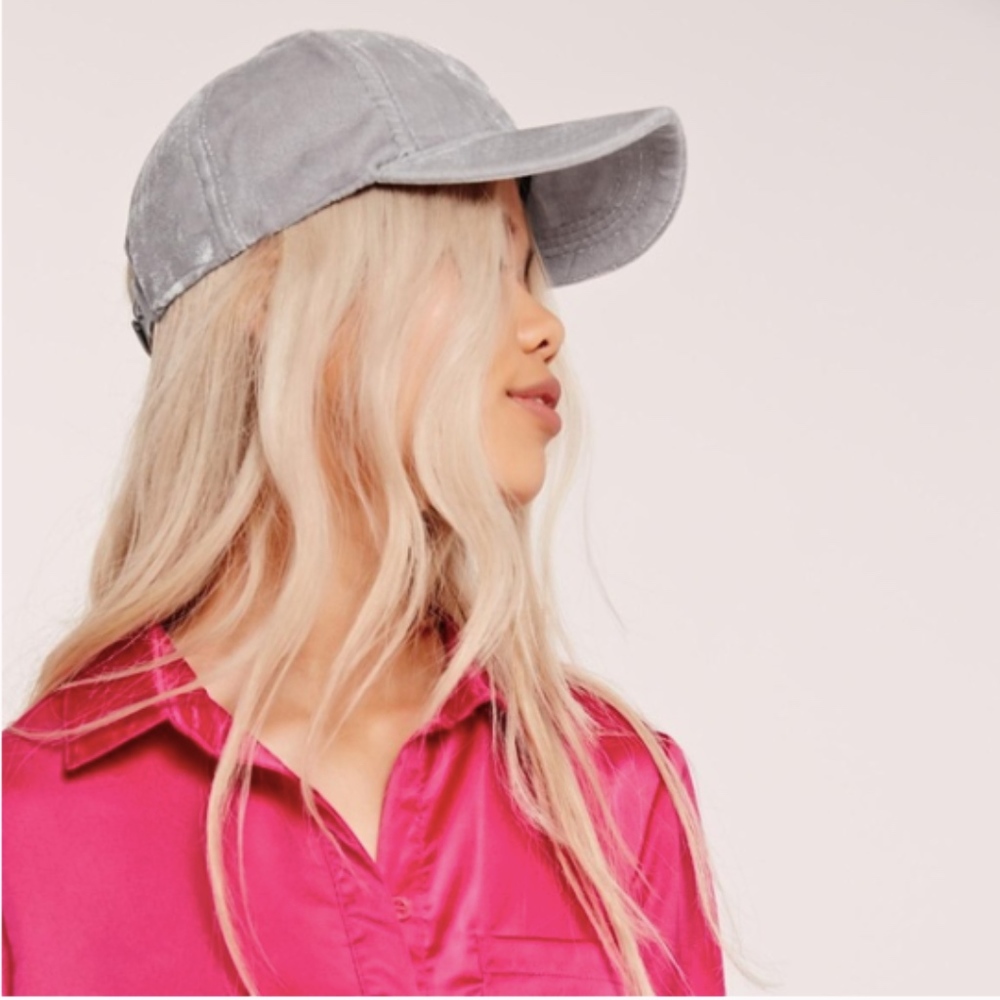 Velvet Gray Baseball Cap Hat - Picture 7 of 8